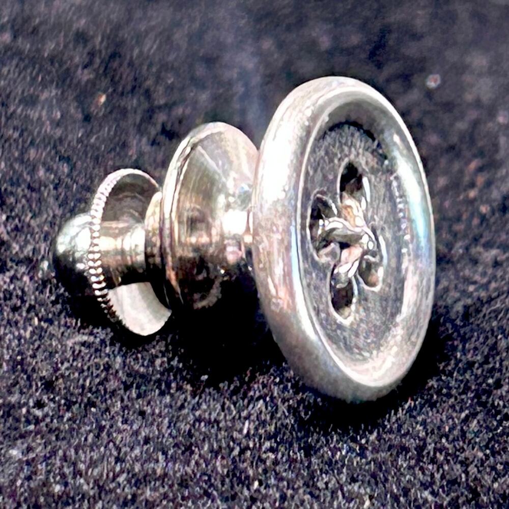 Vintage Button Design Tie Tack Pin – Silver Tone Men’s Accessory